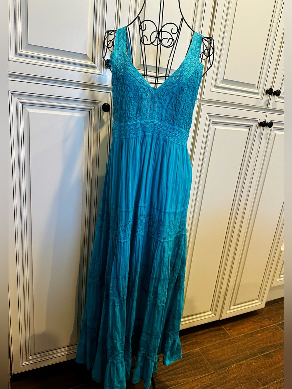 Bohemian Teal Lace Maxi Dress - Women